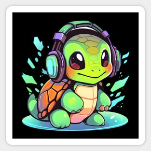 Cool Green Turtle with Headphones Sticker